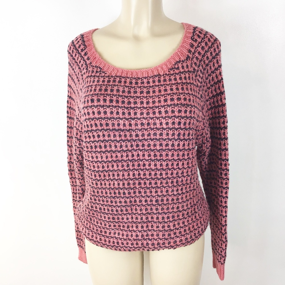 American Eagle sweater knitted pink blue Outfitters chunky Sweater Large‎